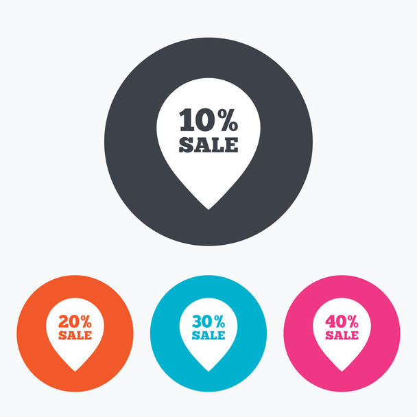 Sale pointer tag icons. Discount symbols. - Vector, Image