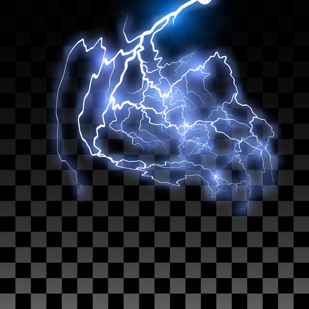 Lightning on the transparent background. Vector illustration - Вектор,изображение