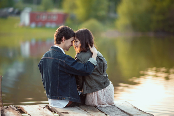 Beautiful young couple in love outdoors - Fotoğraf, Görsel
