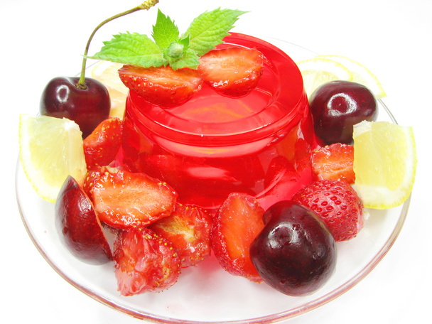 Cseresznye piros zselés desszert - Fotó, kép