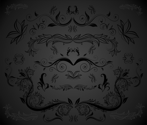 Dark seamless flower wallpaper 1 - Vetor, Imagem