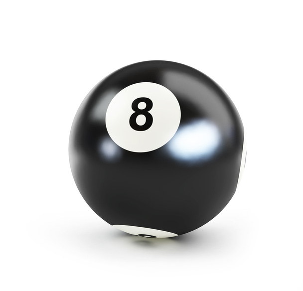pool black ball number eight on white background - Foto, immagini