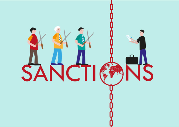 internationale Sanktionskonzepte aus wirtschaftlichen, sportlichen und politischen Gründen. editierbare Clip-Art. - Vektor, Bild