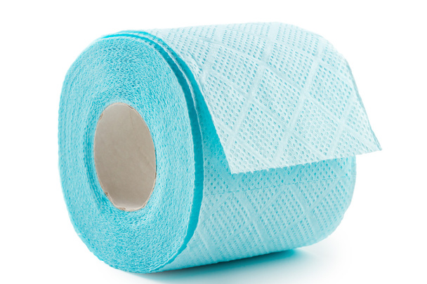 Blue toilet paper on white - Valokuva, kuva