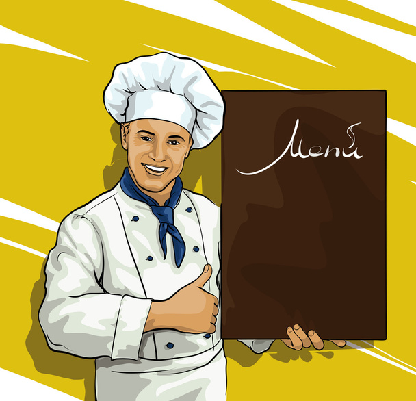 chef with menu board for - Vector, Imagen
