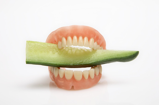 Beautiful (fine) artificial teeth (cogs) cucumber - Photo, Image