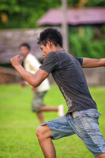 LORETO, PERU - JANUARY 02: Unidentified locals playing football  - Foto, immagini