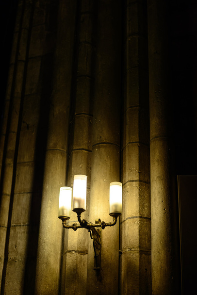 Vintage gas lamps candlesticks in the castle - Photo, Image