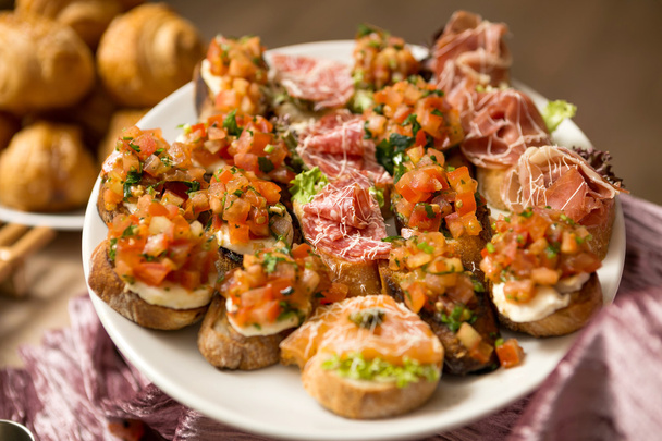 bruschetta plate with mozzarella - Photo, Image