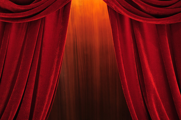 Tiyatro sahne kırmızı perdeler - Fotoğraf, Görsel