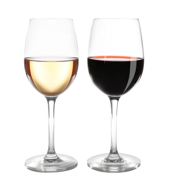 Different kinds of wine in gasses on light background - Foto, afbeelding