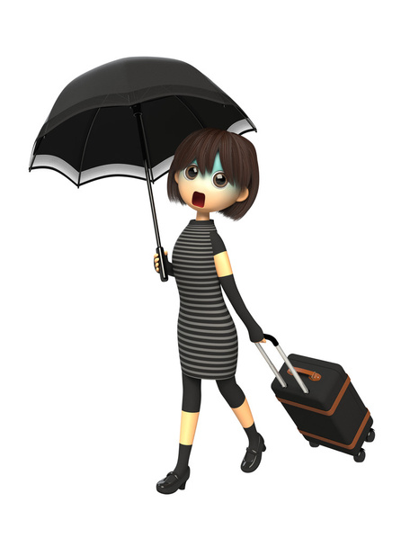 Женщина с сумкой с зонтиками
 - Фото, изображение