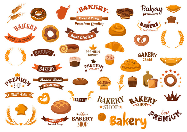 Designelemente für Bäckerei- und Konditoreiwaren - Vektor, Bild