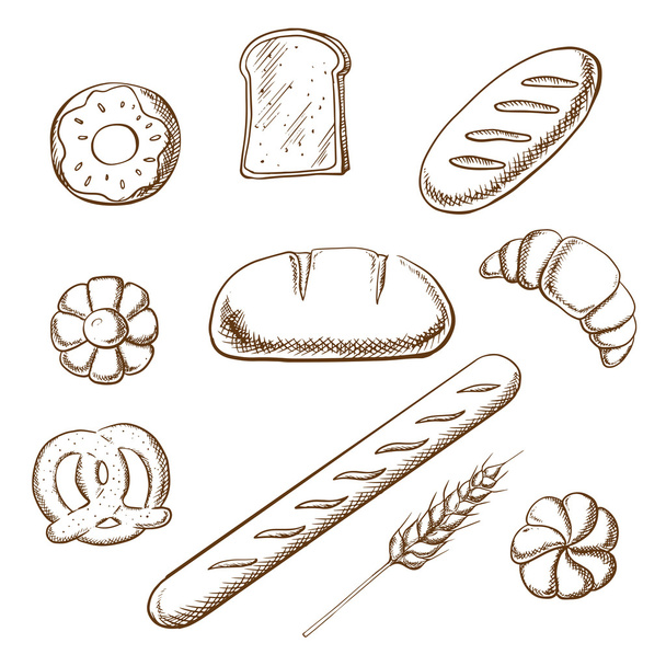 Bakery and pastry object sketches - Vektor, obrázek