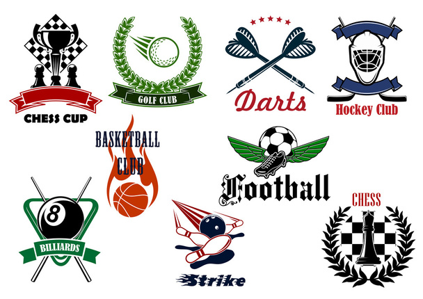 Heraldic sport emblems and icons with items - ベクター画像