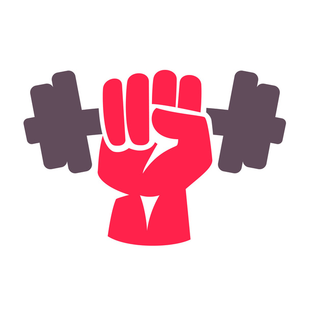 hand with dumbbell logo - Vector, Image