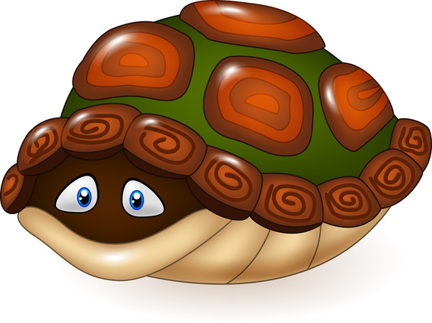 Мультяшна смішна черепаха ховається в своїй оболонці
 - Вектор, зображення