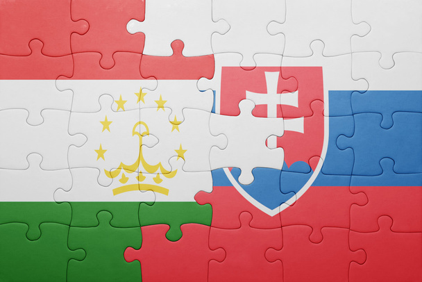 παζλ με την εθνική σημαία της Σλοβακίας και του Τατζικιστάν - Φωτογραφία, εικόνα