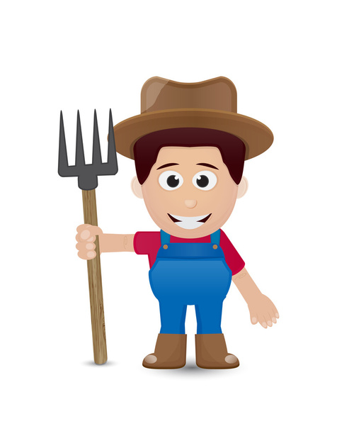 Farmer character with brown hat - Vector, Image