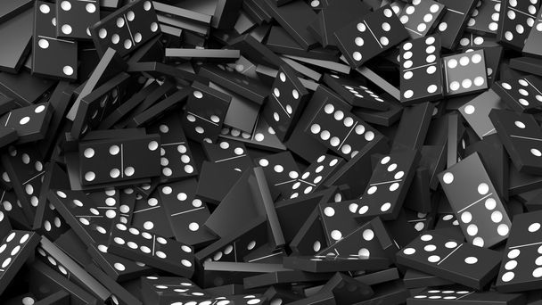 Black domino tiles pile abstract background - Photo, Image