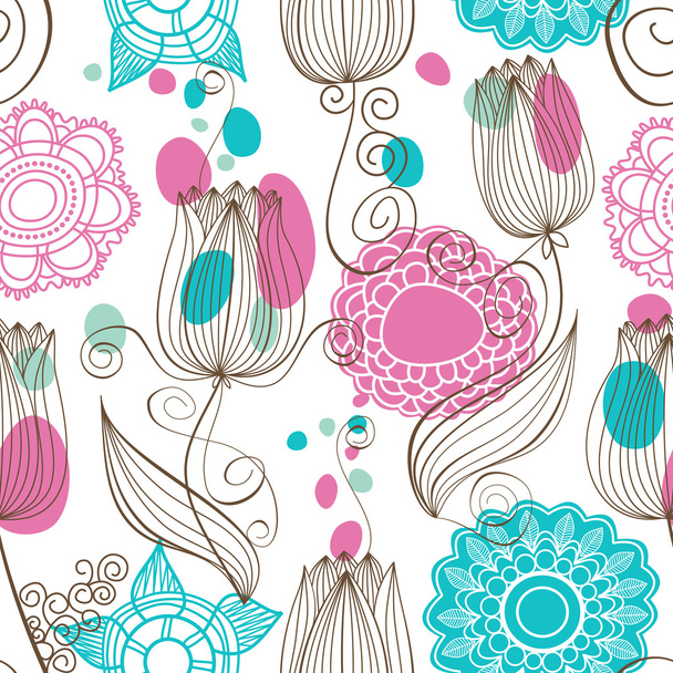 Cute floral seamless pattern - Vector, Imagen