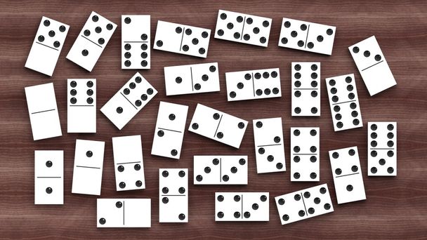 Witte domino tegels set, op houten achtergrond - Foto, afbeelding