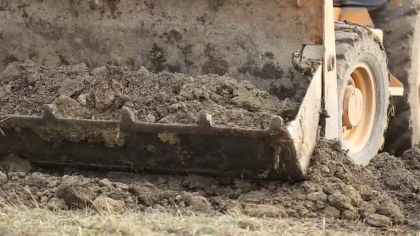 bulldozer transports the ground - Materiał filmowy, wideo