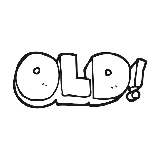 freehand textured cartoon word old - Vector, Image