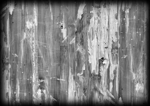 Oude gelakt duplex gekrast gepeld uit vignet B&W Grunge textuur - Foto, afbeelding