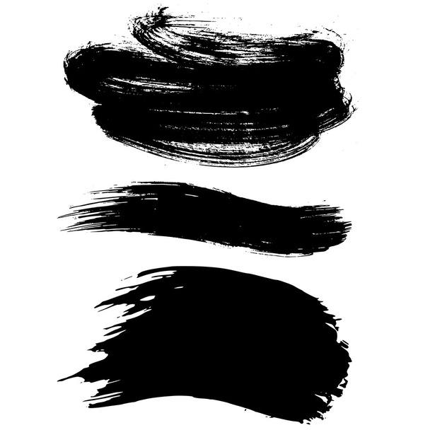 Three Brush Strokes, hand painted vector elements - Vector, Image
