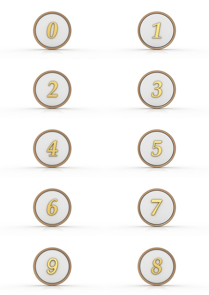 Grupo de números 3d brilhantes feitos de ouro
. - Foto, Imagem