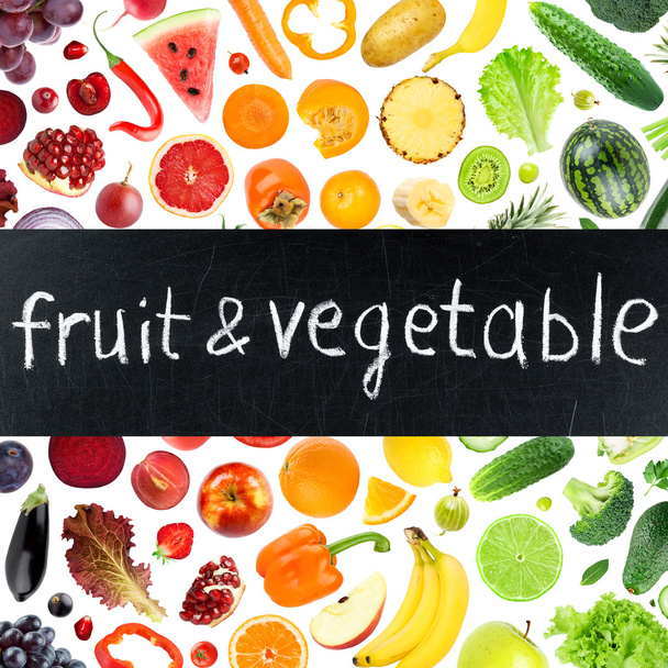Obst und Gemüse mit frischer Farbe  - Foto, Bild