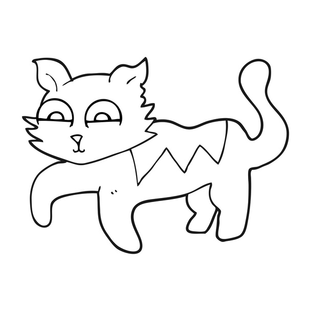 black and white cartoon cat - Vector, afbeelding
