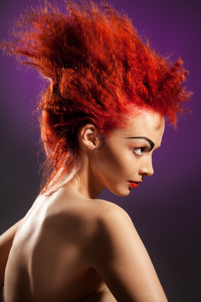 Red hairstyle - Fotoğraf, Görsel