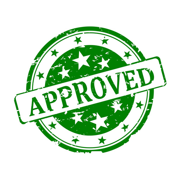 Round green stamp - approved - Vector, Image