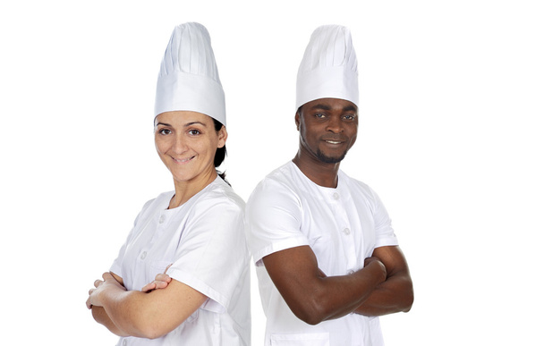 Équipe de cuisiniers heureux
 - Photo, image