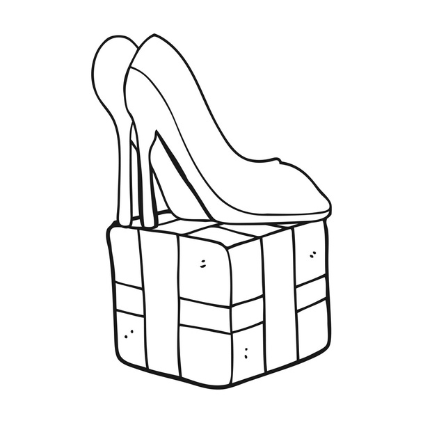 preto e branco desenhos animados sapatos de salto alto presente
 - Vetor, Imagem