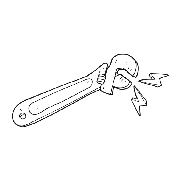 black and white cartoon adjustable spanner - Vector, Image