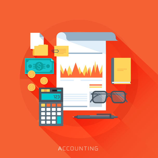 Accounting, vlakke stijl, kleurrijke, vector icon set - Vector, afbeelding