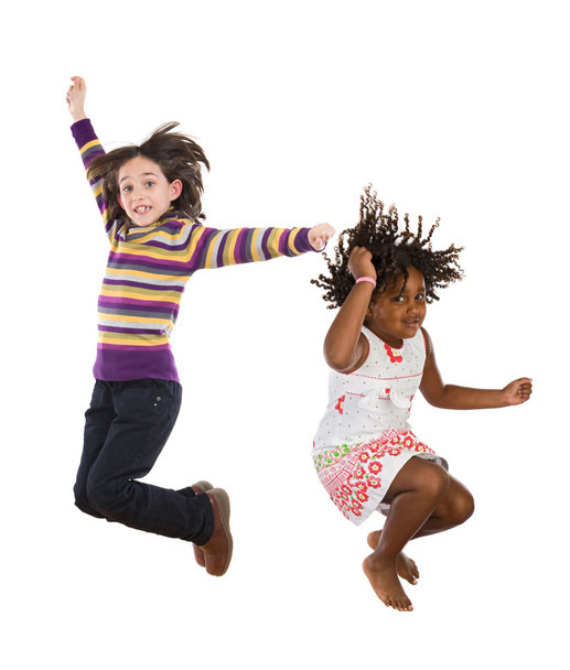 Niños saltando a la vez
 - Foto, imagen