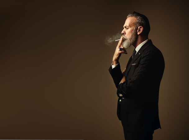 Portrait of smoking gentleman - Zdjęcie, obraz