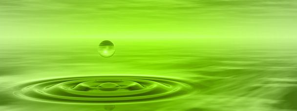 緑の液滴落下 - 写真・画像