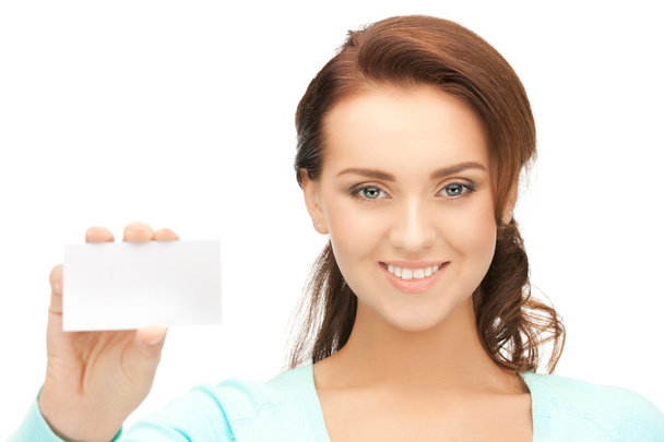 Woman with business card - Photo, image