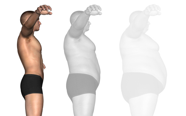 sobrepeso de gordura vs homem magro
 - Foto, Imagem