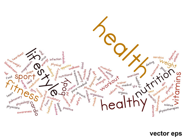 健康の言葉の雲 - ベクター画像