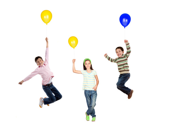 tři děti s balónek naplněný - Fotografie, Obrázek