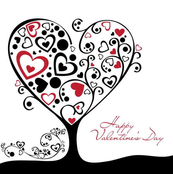 tree with hearts for Valentine's day - Vector, afbeelding
