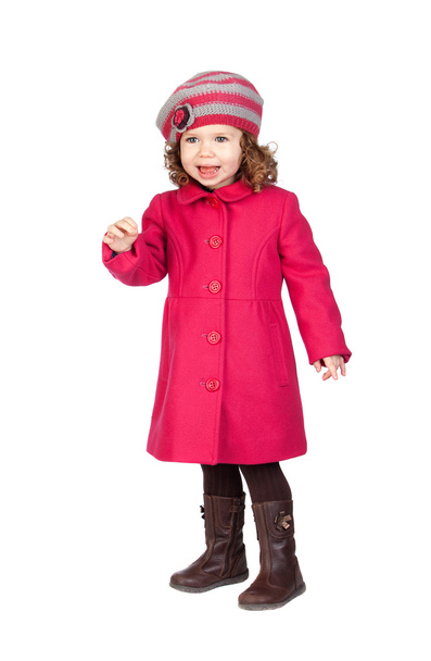 усміхнена дівчинка з рожевим пальто
 - Фото, зображення
