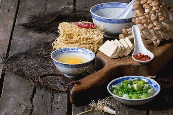 Ingredients for asian soup ramen - Fotoğraf, Görsel
