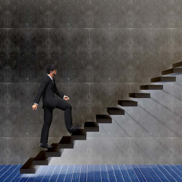 zakenman klimmen op een trap - Foto, afbeelding